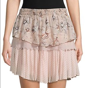 Allison New York pink tiered mini skirt size xs